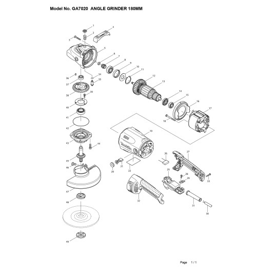 Makita GA 7020 Avuç Taşlama Makinası için Yedek Parça Temini