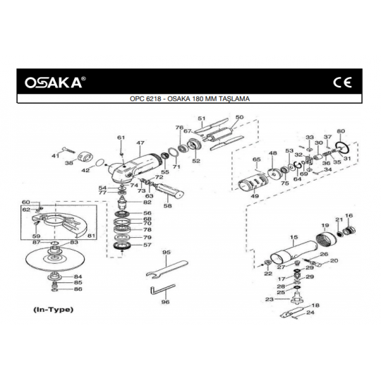 Osaka OPC 6218 180 Mm Havalı Taşlama Makinesi İçin Yedek Parça Temini