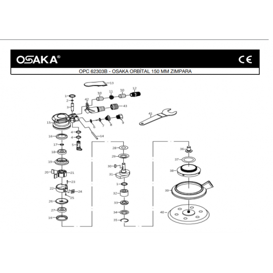 Osaka OPC 62303B Havalı Orbital Zımpara Makinesi İçin Yedek Parça Temini