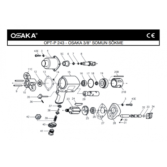 Osaka OPT-P 243 Havalı Somun Sökme Makinesi İçin Yedek Parça Temini