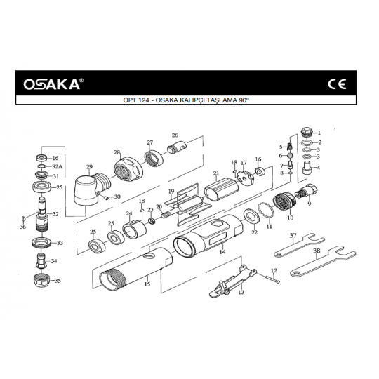 Osaka OPT 124 Havalı Kalıpçı Taşlama Makinesi için Yedek Parça Temini