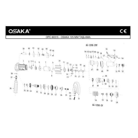 Osaka OPC 60315 125 Mm Havalı Taşlama Makinesi İçin Yedek Parça Temini