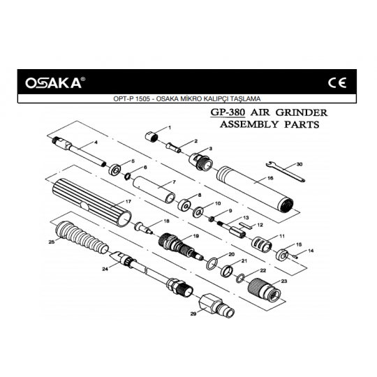 Osaka OPT-P 1505 Havalı Mikro Kalıpçı Taşlama Makinesi İçin Yedek Parça Temini