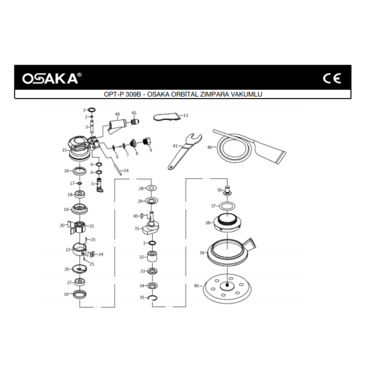 Osaka OPT-P 309 B Havalı Orbital Zımpara Makinesi İçin Yedek Parça Temini