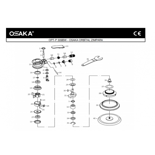 Osaka OPT-P 309 BW Havalı Orbital Zımpara Makinesi İçin Yedek Parça Temini