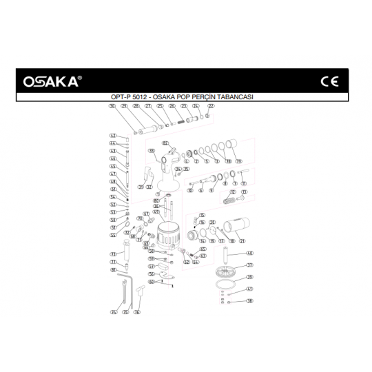 Osaka OPT-P 5012 Havalı Pop Perçin Tabancası İçin Yedek Parça Temini