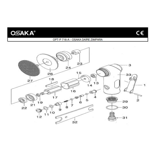 Osaka OPT-P 716 A Havalı Daire Zımpara İçin Yedek Parça Temini